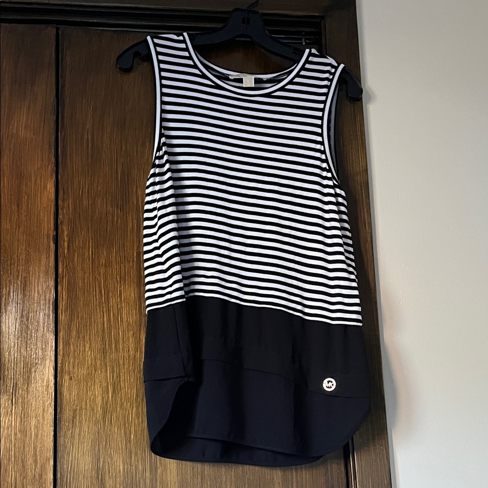 Michael Kors Striped Black and White Tank Top